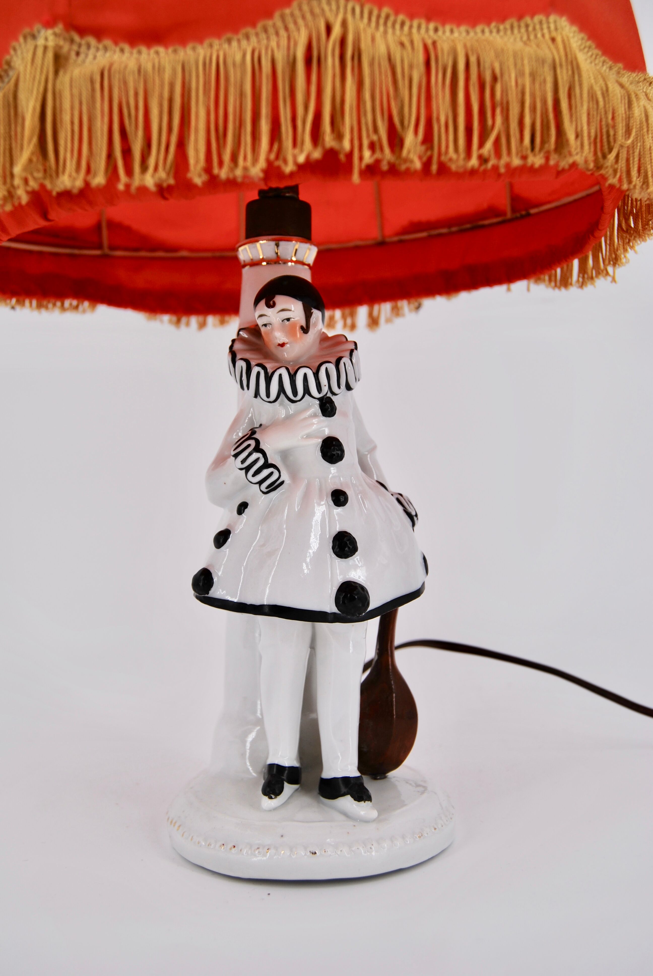 Old art deco ceramic lamp Pierrot 1930/40