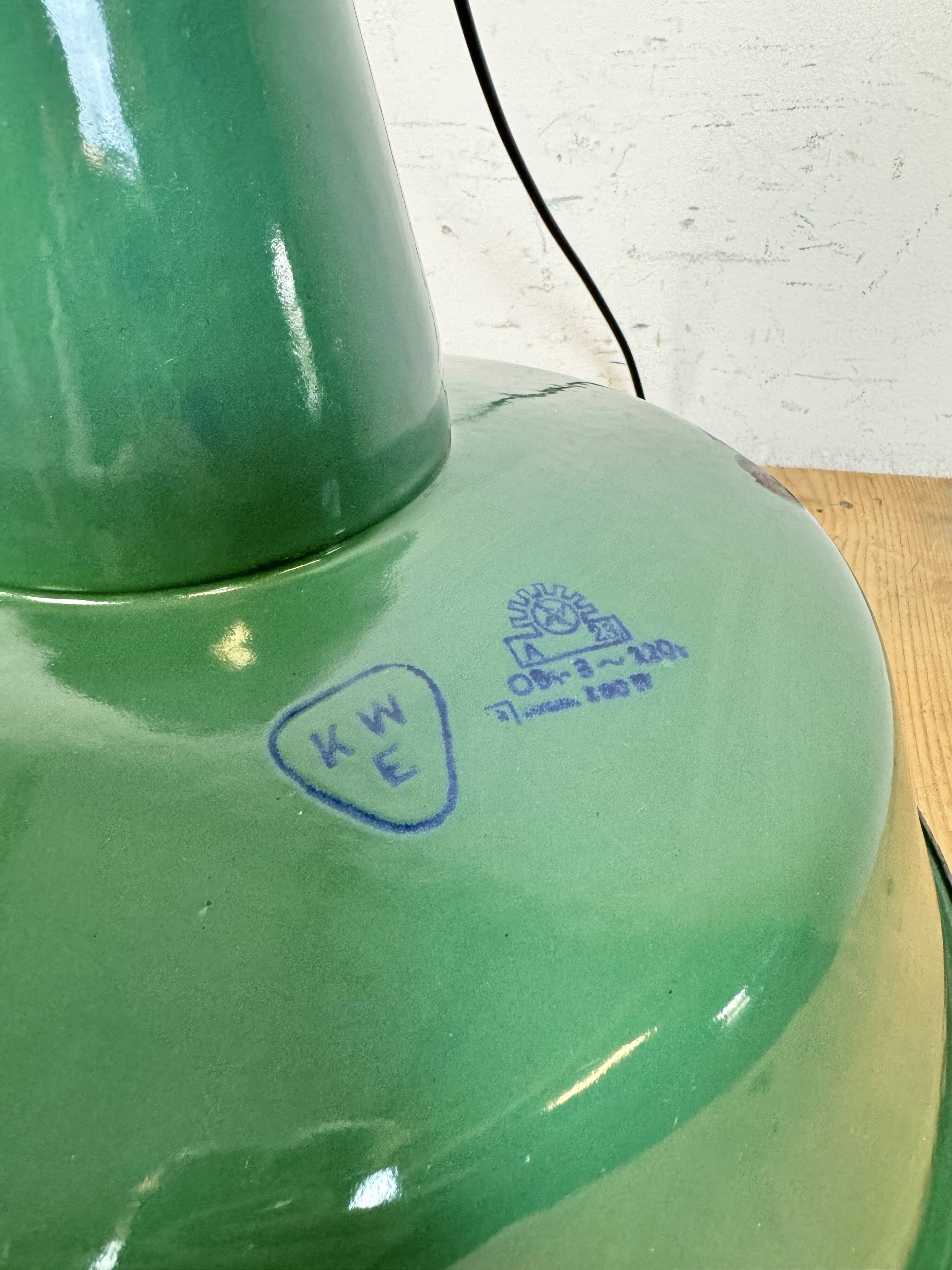 Grande Lampe à Suspension Industrielle en Émail Vert, 1960s