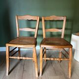 Pair of vintage chairs from the late 20th century with caning.