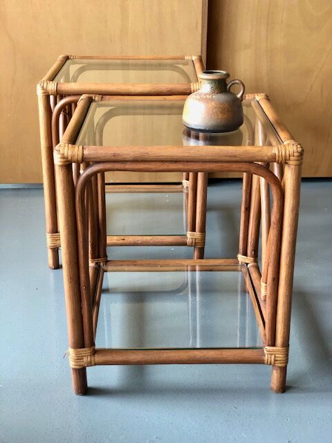 Bamboo and rattan bedside tables
