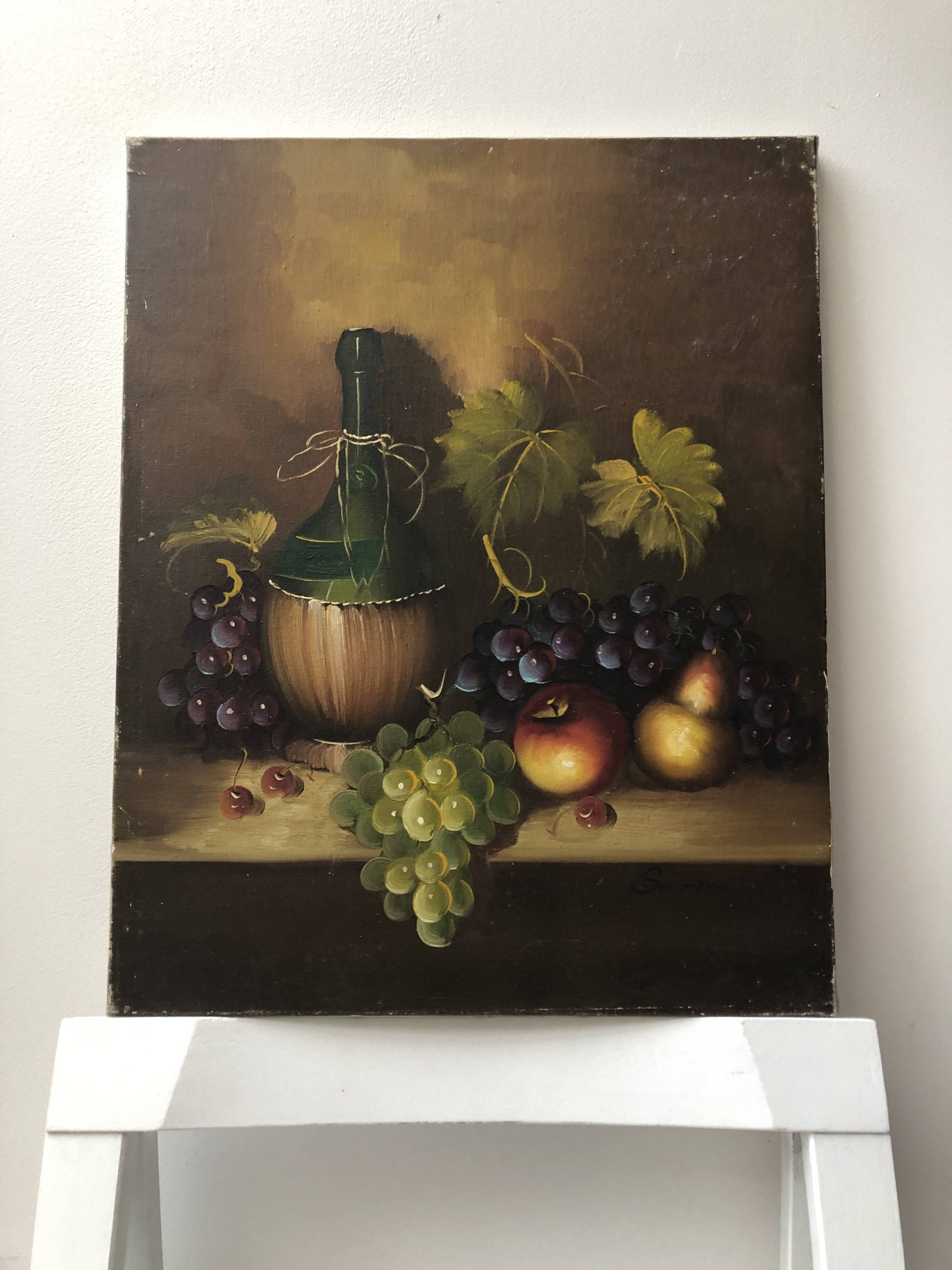 Still life painting with fruits