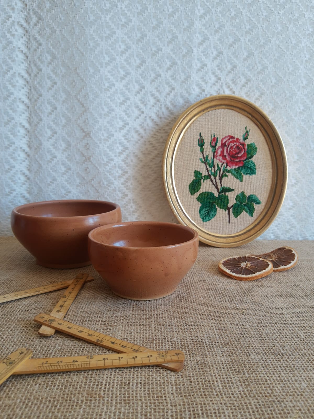Set of two bowls sandstone pots Digoin France