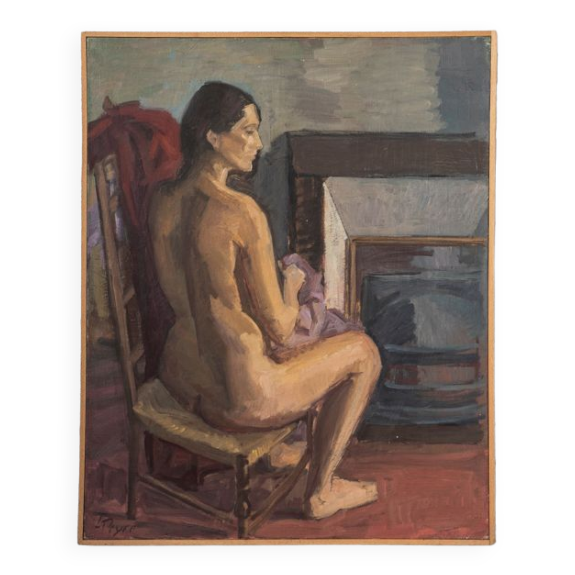 Nude painting ‘Nu’ by Louis Peyré, France, 1989