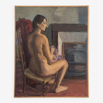Nude painting ‘Nu’ by Louis Peyré, France, 1989