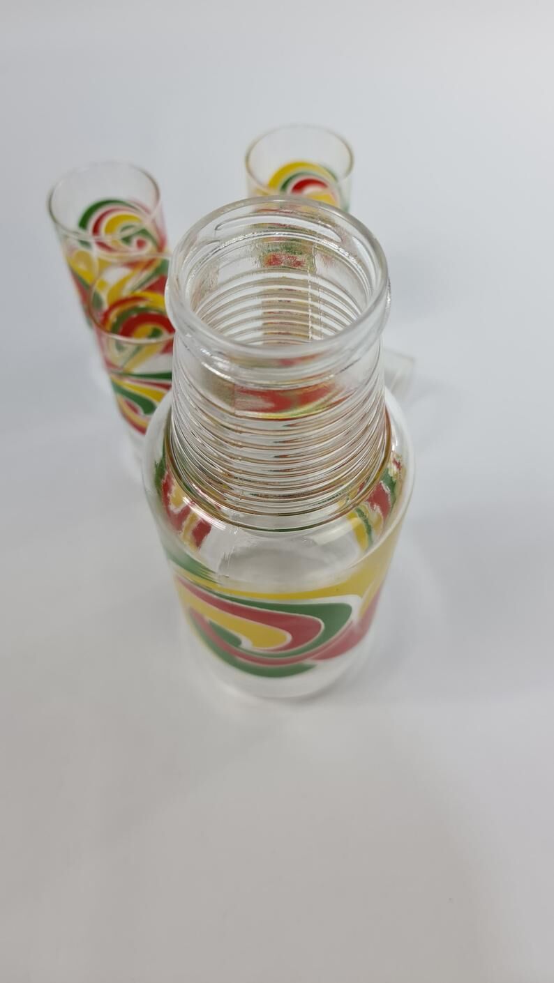 Carafe and vintage glasses from the 70s
