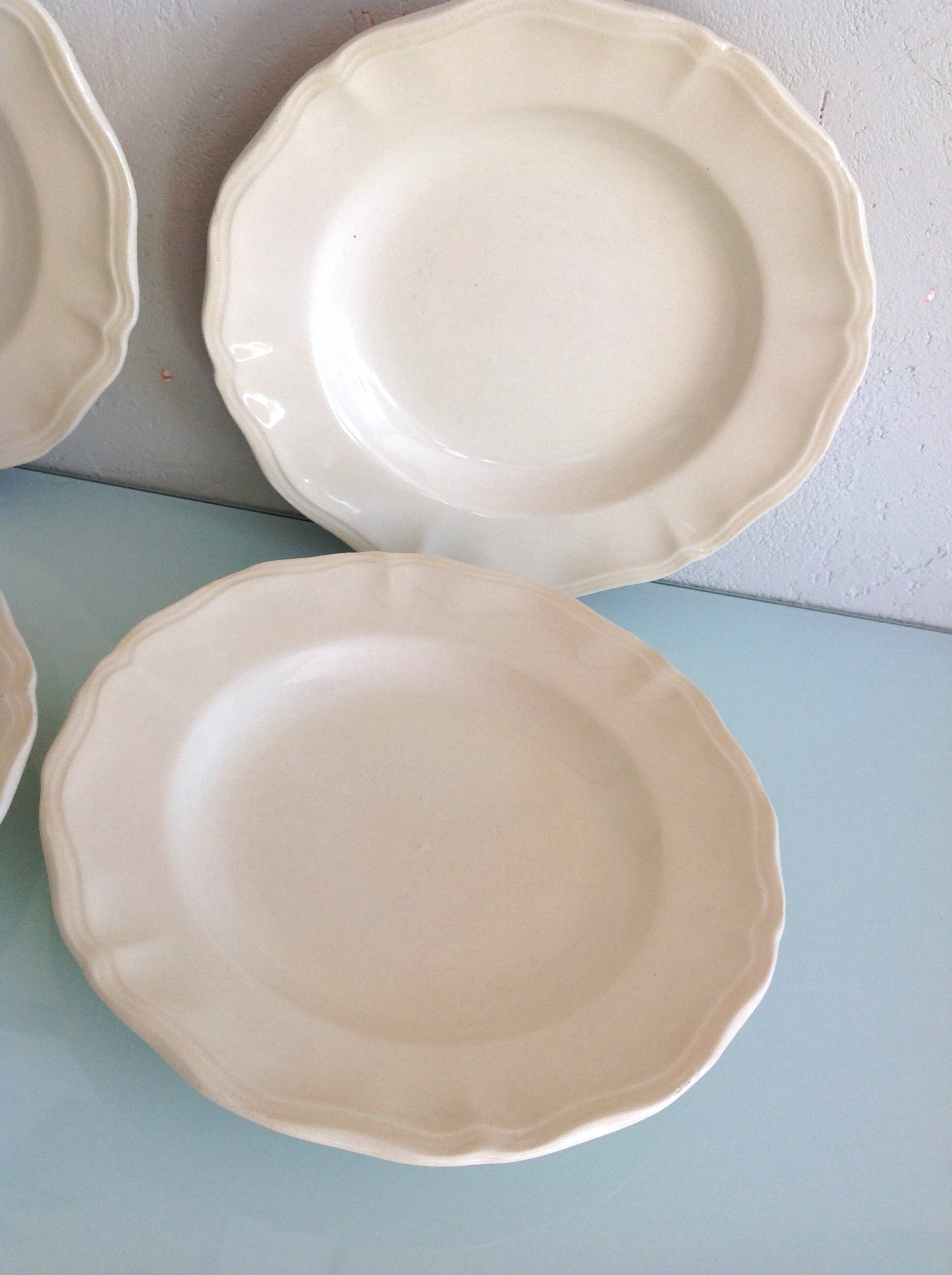 Four soup plates Ivory service/Faienceries de Sarreguemines/vintage 50