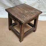 Small teak stool with 1 drawer
