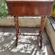 Console, side desk or dressing table in wood with marquetry top and 2 drawers