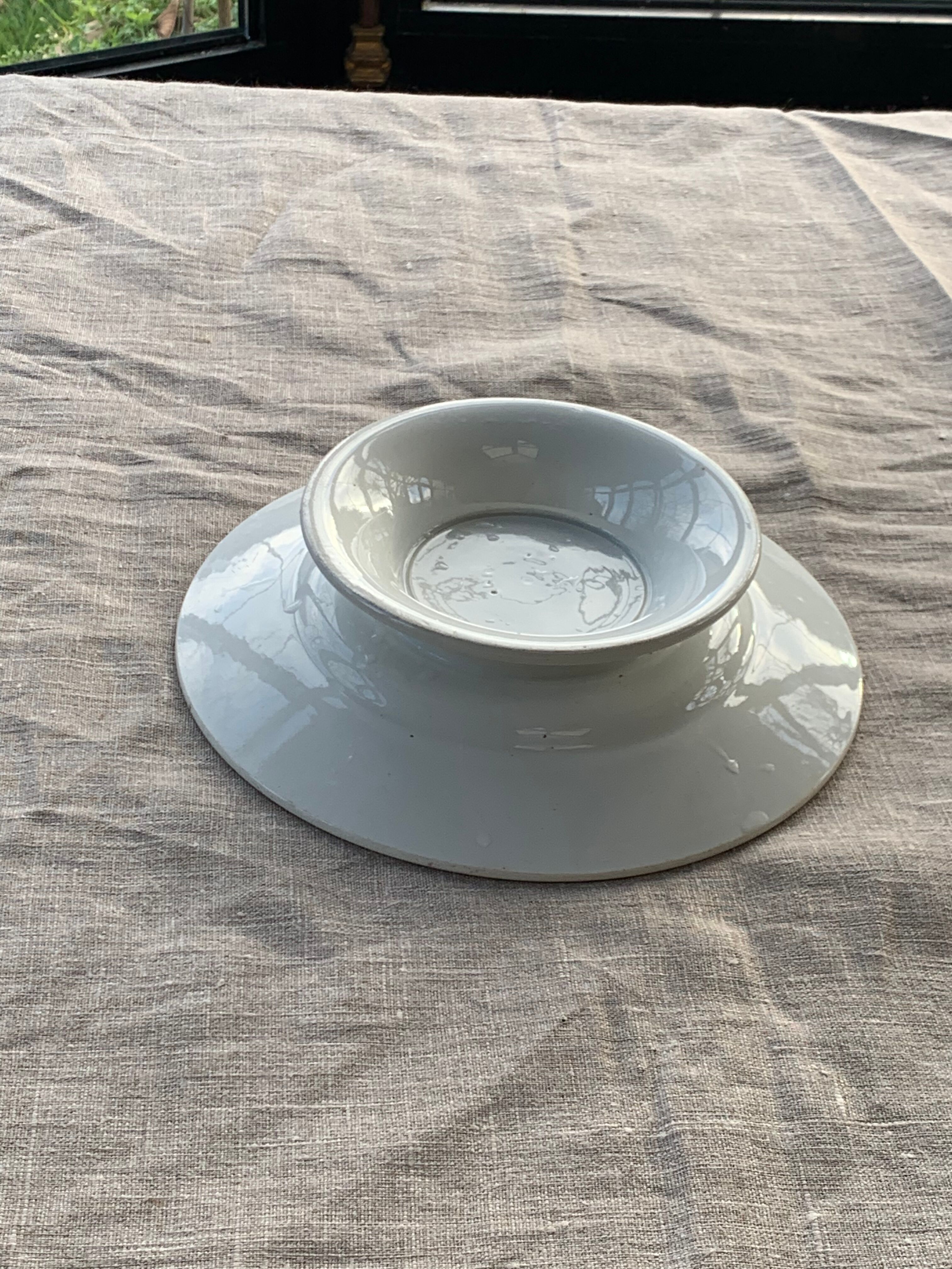 Compotier fruit cup in white art deco porcelain