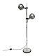 Two-spot floor lamp phase — brushed steel and matte black — 1970s