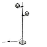 Floor lamp with 2 spots fase — brushed steel and matte black — 1970s