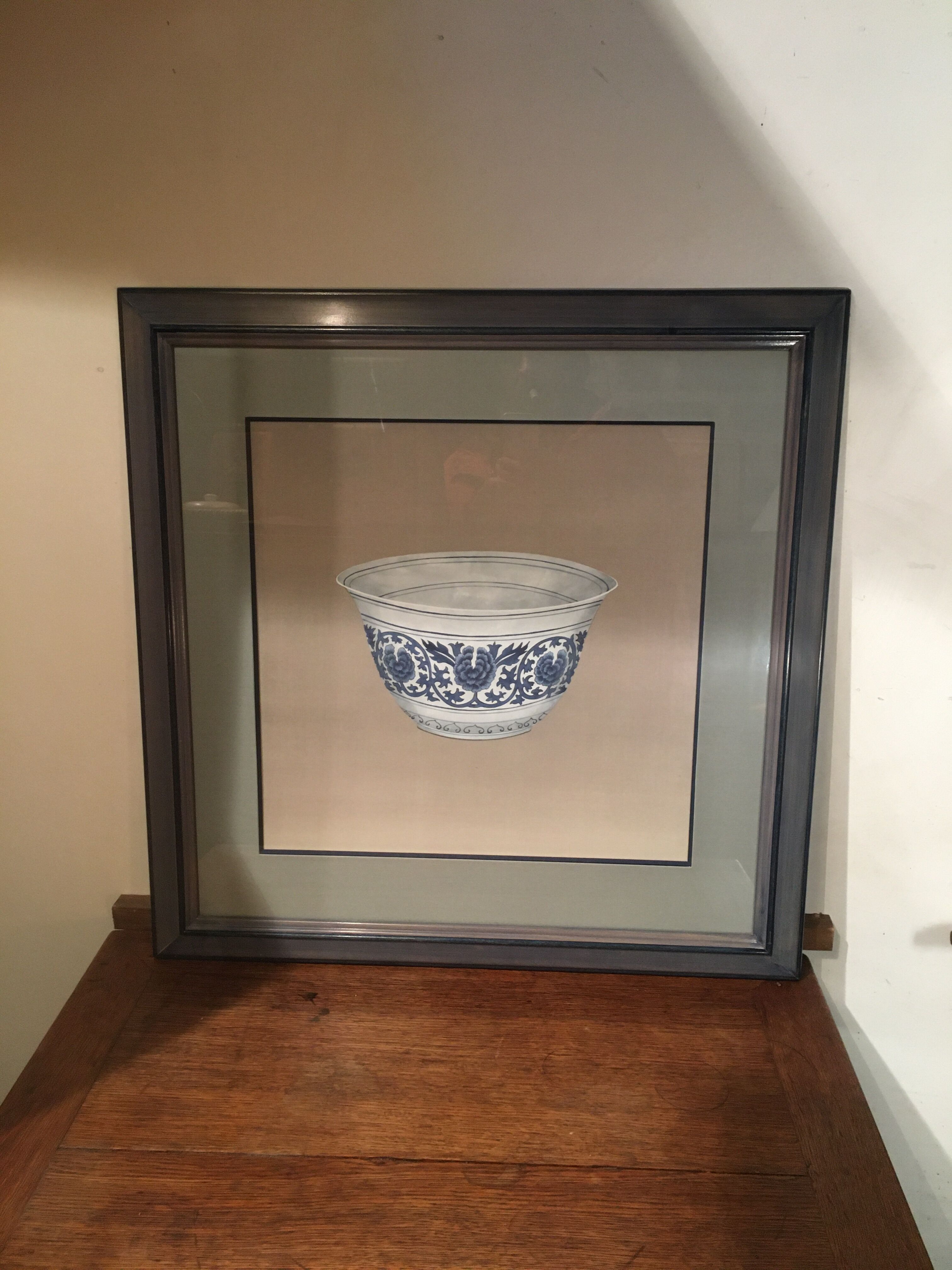 Ming blue and white pottery, hand-painted.