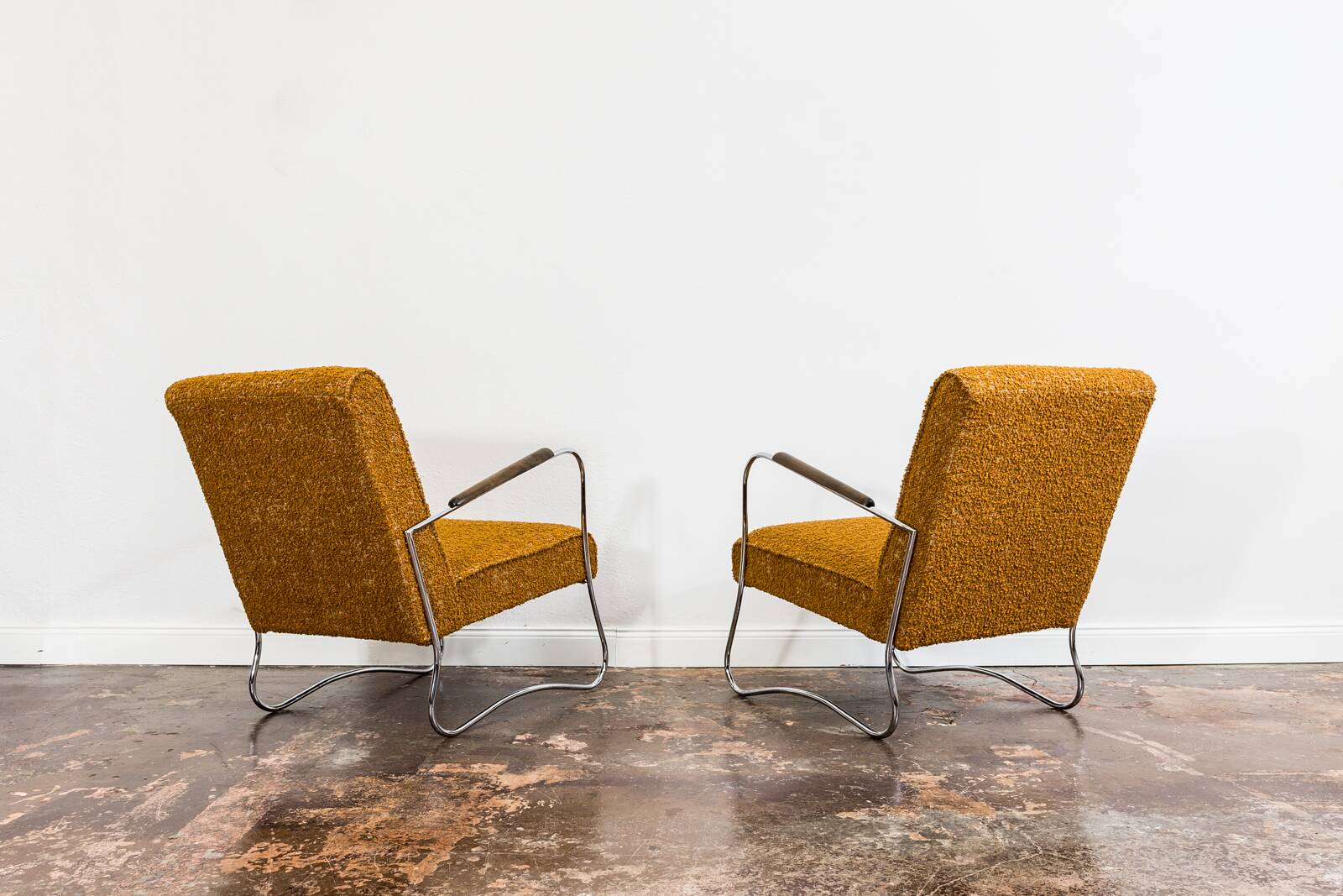 Pair Of Mid Century Orange Armchairs From Fabryka Mebli Wschód Zadziele, 1950s