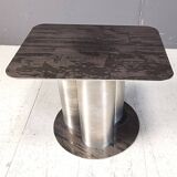 Ecthed metal brutalist side table, 1970s