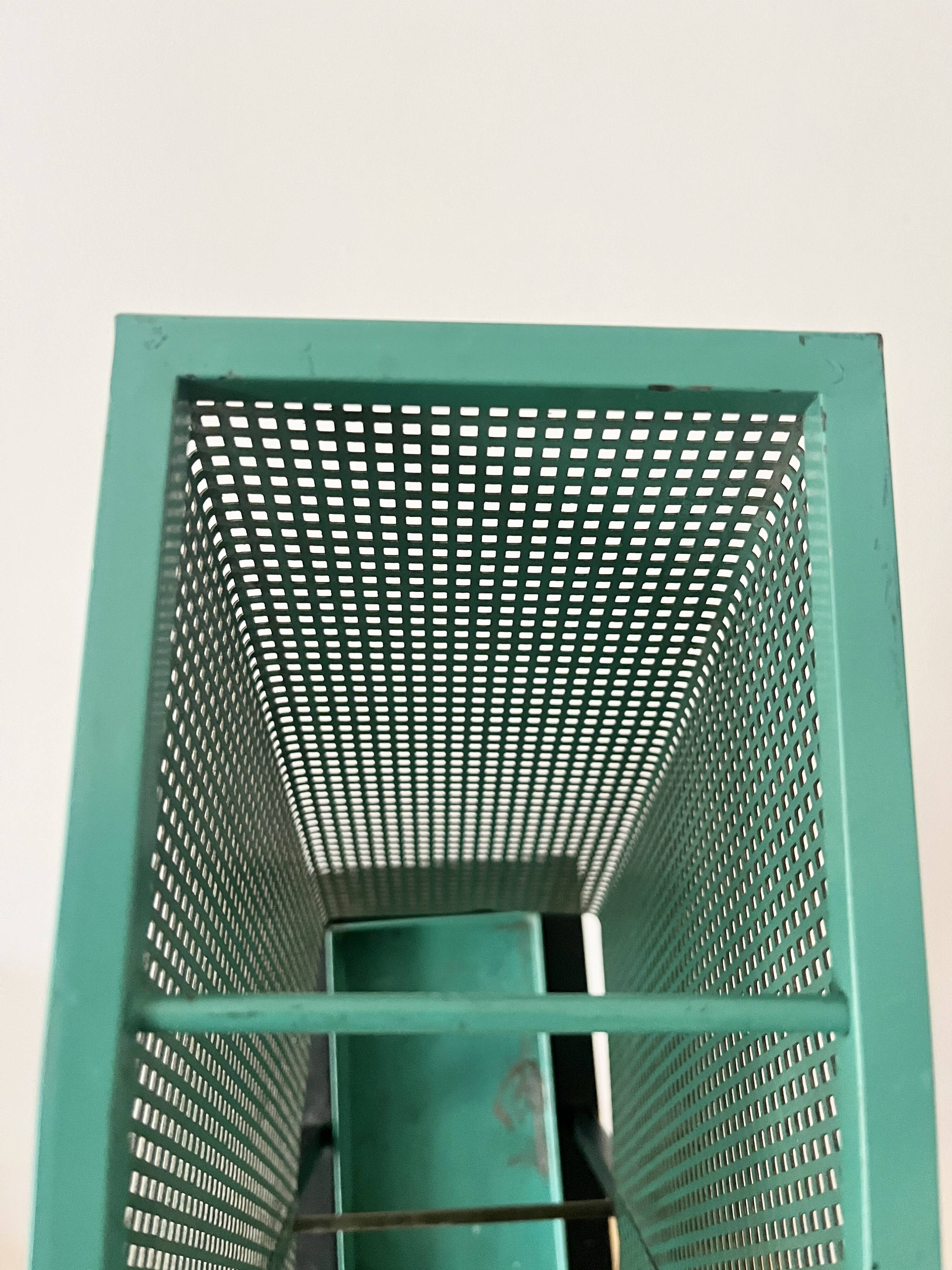 Vintage Green and black Metal Umbrella Stand, Rockabilly Style, 1950s