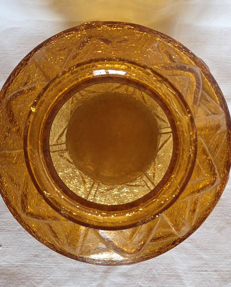 Art Deco Vase in Cracked Amber Crystal