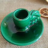 Vallauris hand candle holder green - vintage
