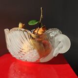 Ancienne coupe à fruits en cristal au plomb dépoli