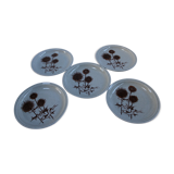 Set of 5 plates in Sarreguemines sandstone pattern Chardons