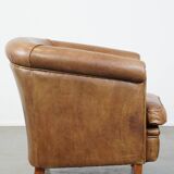 Cowhide Leather Club Chair in a Light Cognac Color
