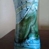GOZO Malte - Vase vintage modèle "Algues" - verre bleu & vert