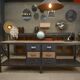 Industrial sideboard from metal and wood factory 1950