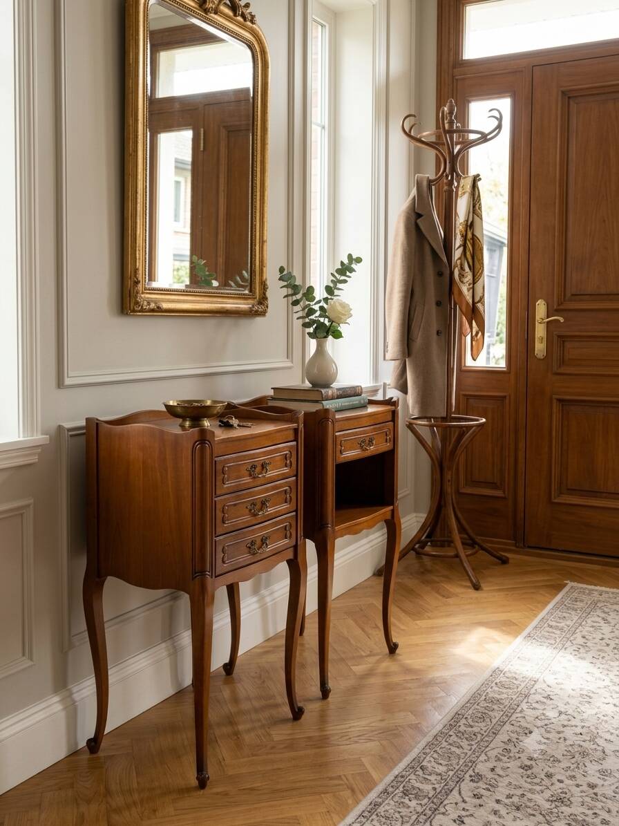Pair of Louis XV style bedside tables in cherry wood.