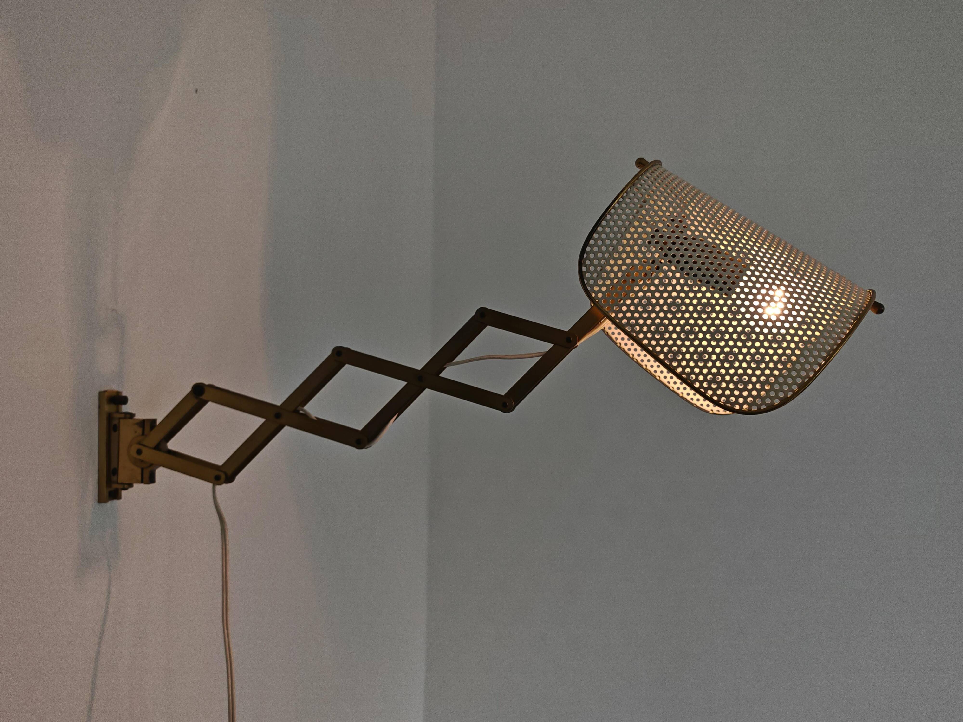 Pair of adjustable scissor wall lamps Mid Century Modern by Alfred Müller for AMBA