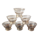 6 vintage champagne glasses from the 50s with gold trim and white stars