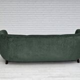Années 1960, design danois, canapé 3 places "Banana" refait à neuf, velours vintage.