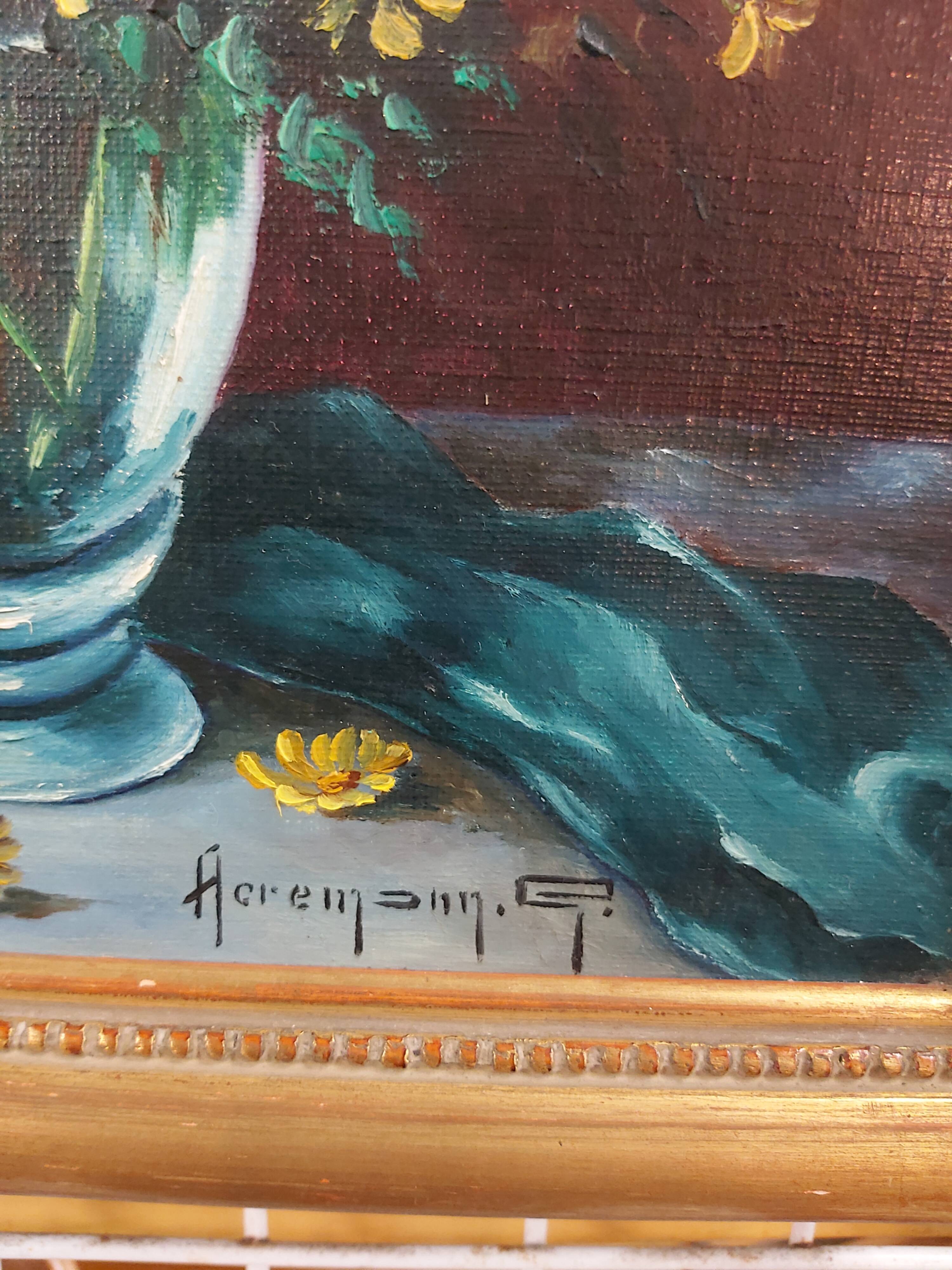 Oil on canvas bouquet of flowers