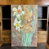 Oil on panel signed Robert Leparmentier (1895-1975) Bouquet of flowers