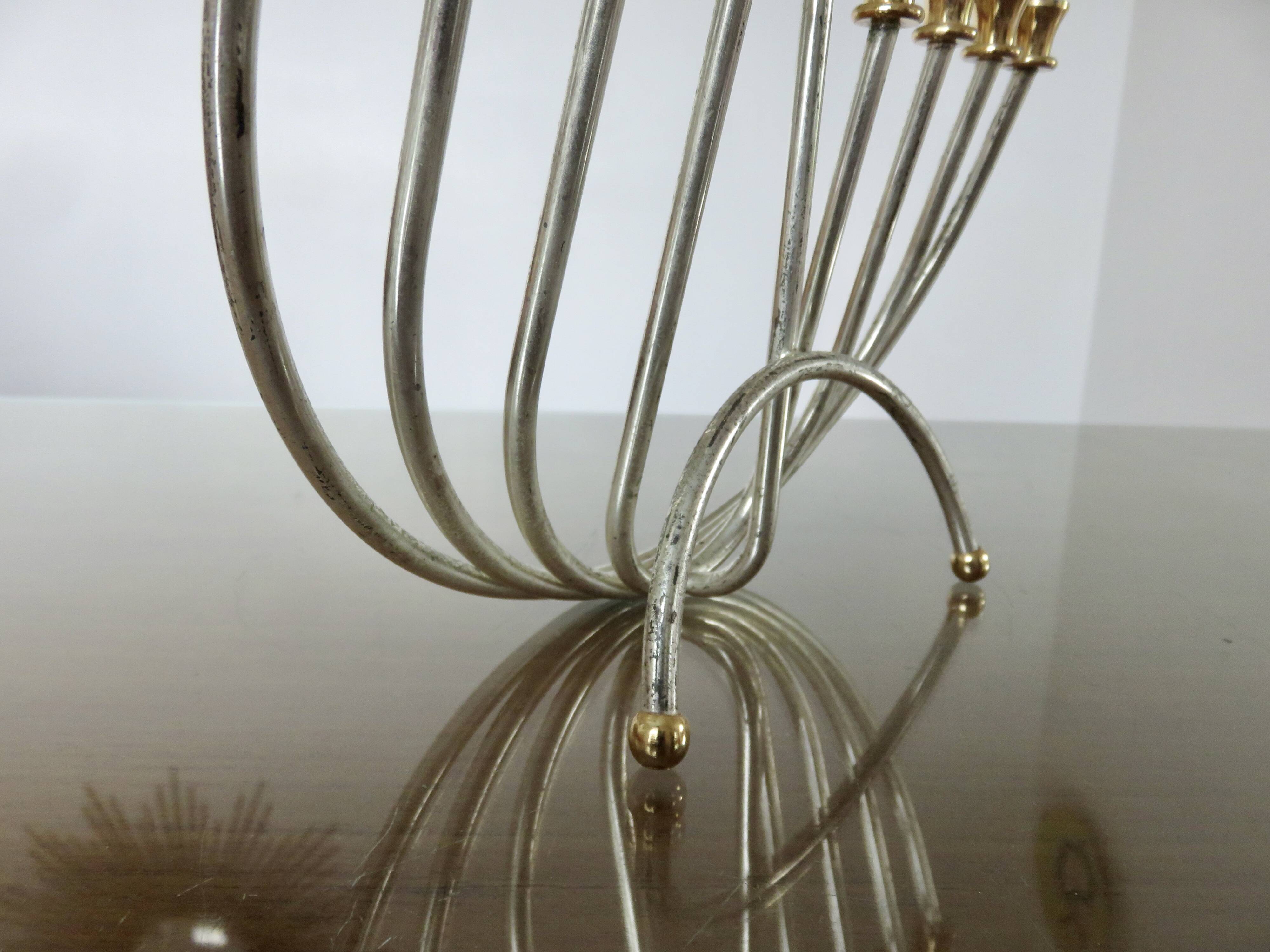 9-candle candle holder, designer, in gold and silver metal, 1970s