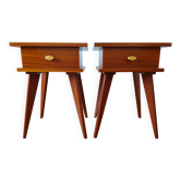 Pair of vintage Mid-century bedside tables with tapered legs.