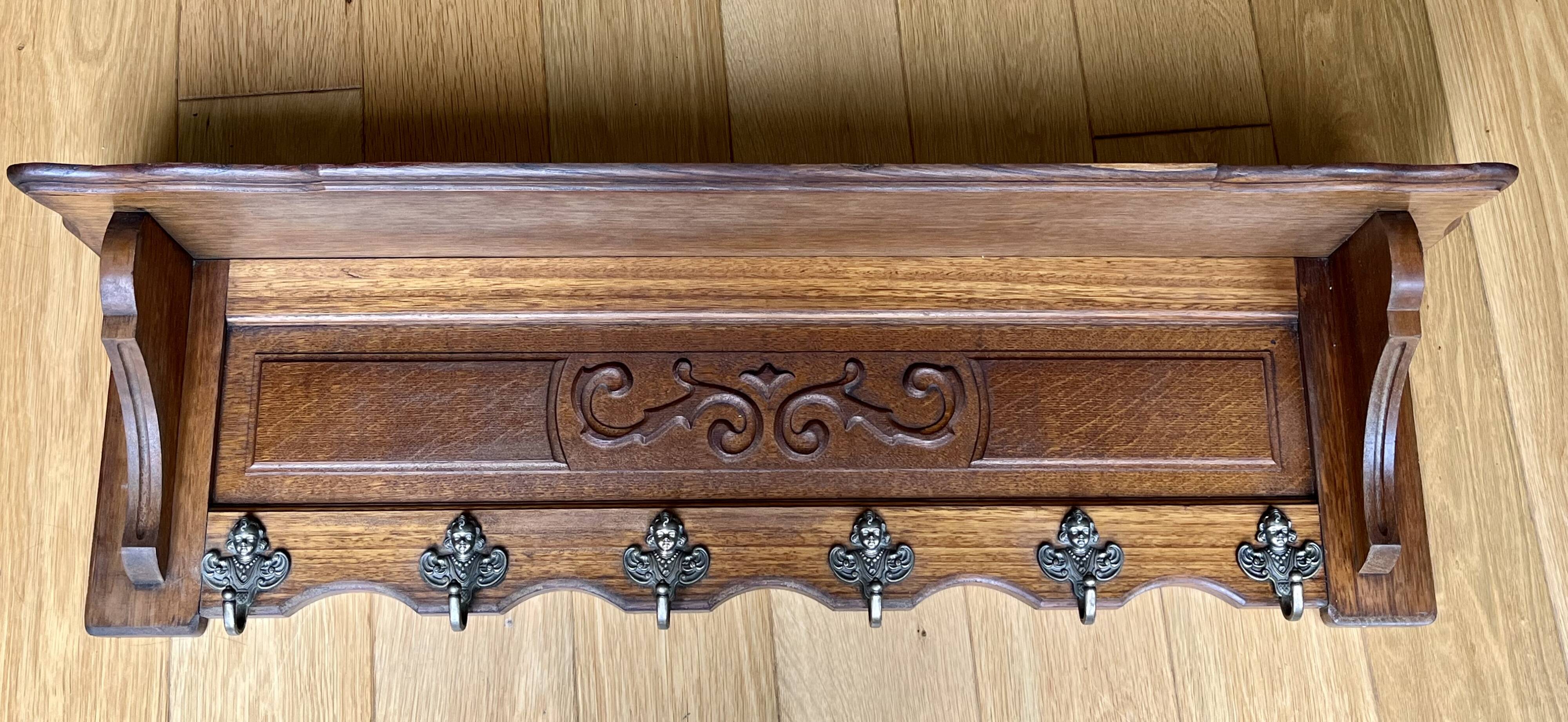 Wall coat rack - 6 hooks - Oak