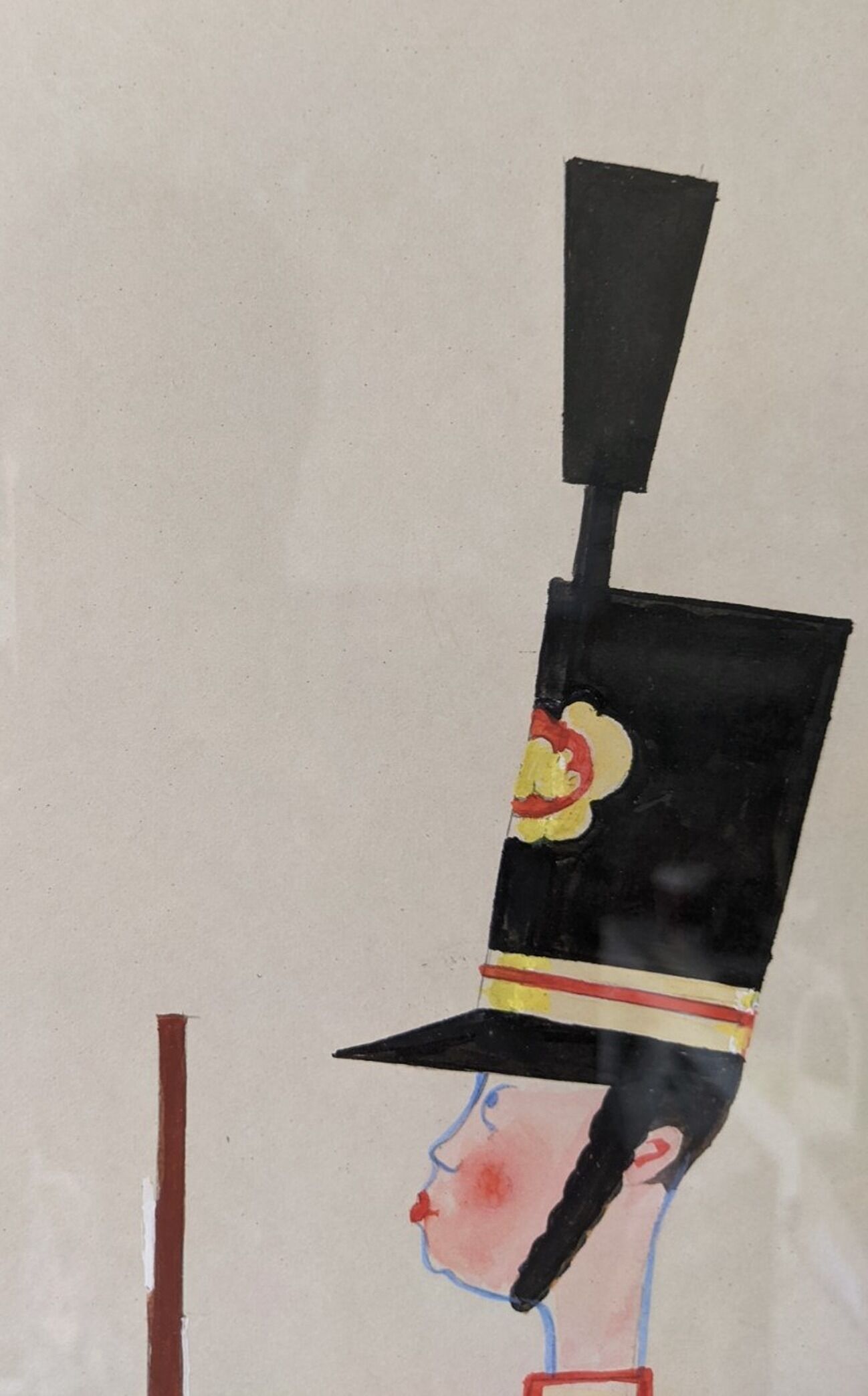 Mid-century modern swedish "The royal guard" vintage figurative watercolor & gouache painting