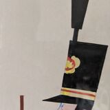 Mid-century modern swedish "The royal guard" vintage figurative watercolor & gouache painting