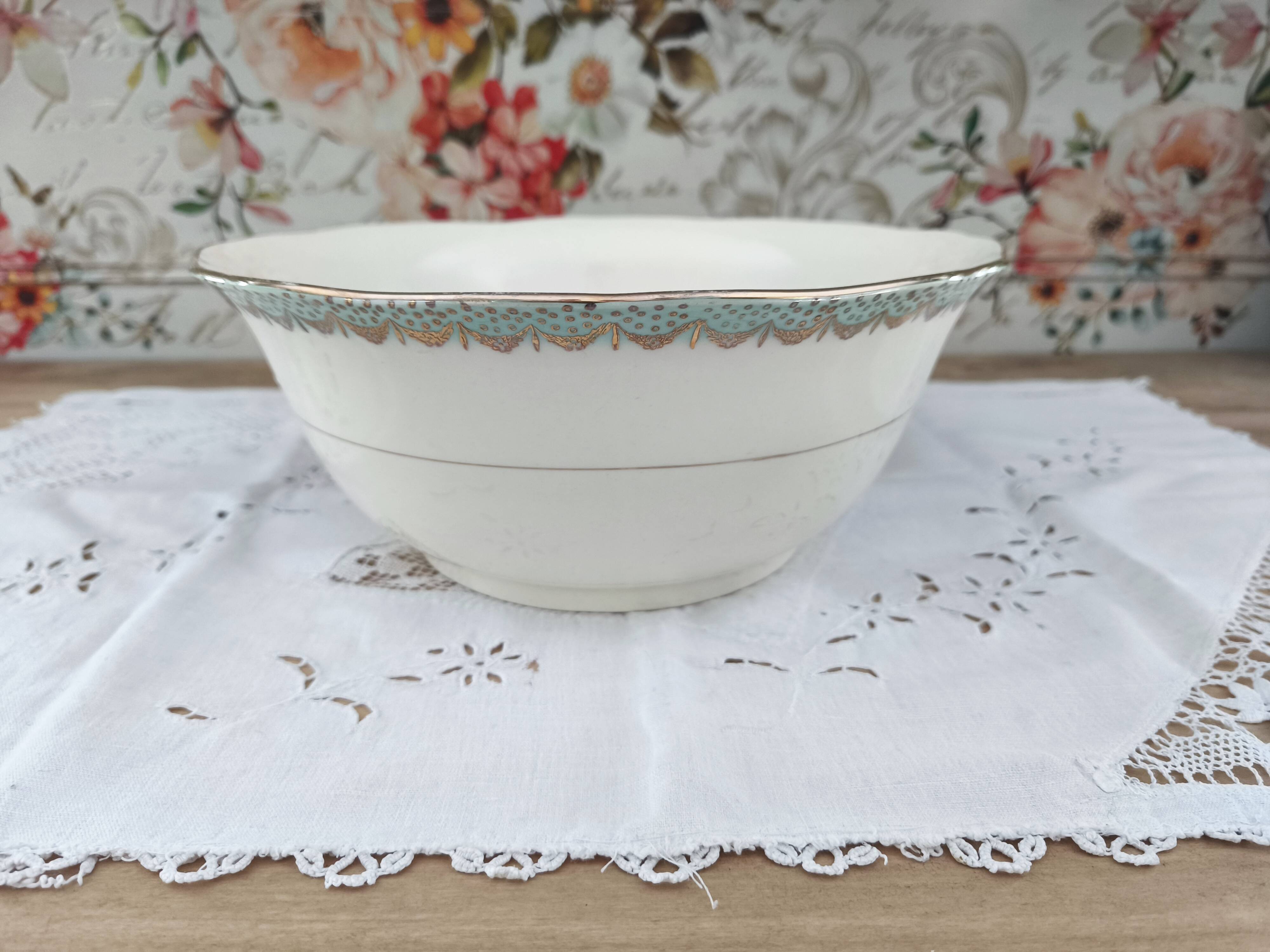 Longwy France earthenware salad bowl, Trianon model