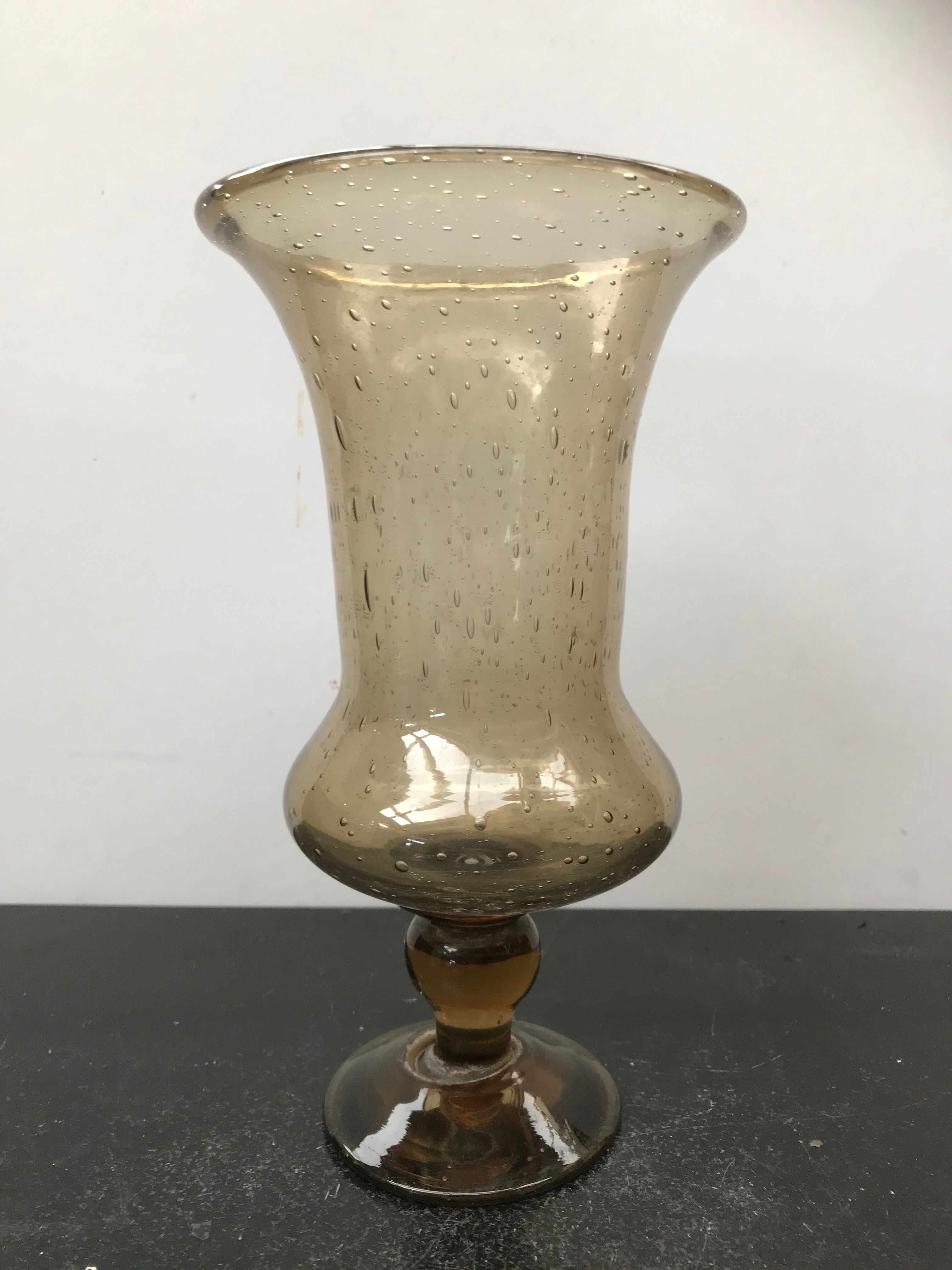 Biot style vintage bubble glass standing vase