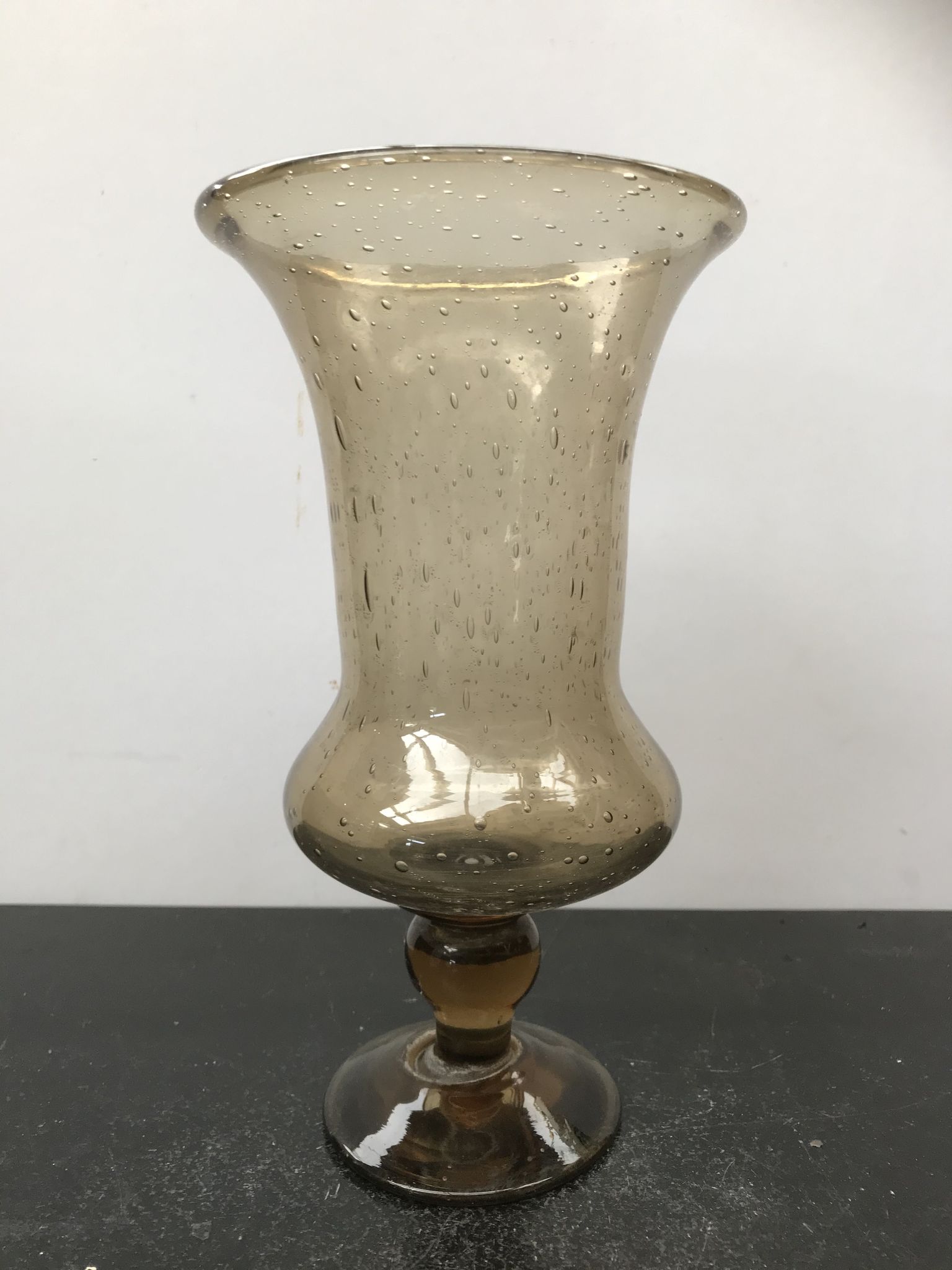 Vase sur pied style Biot verre bullé vintage