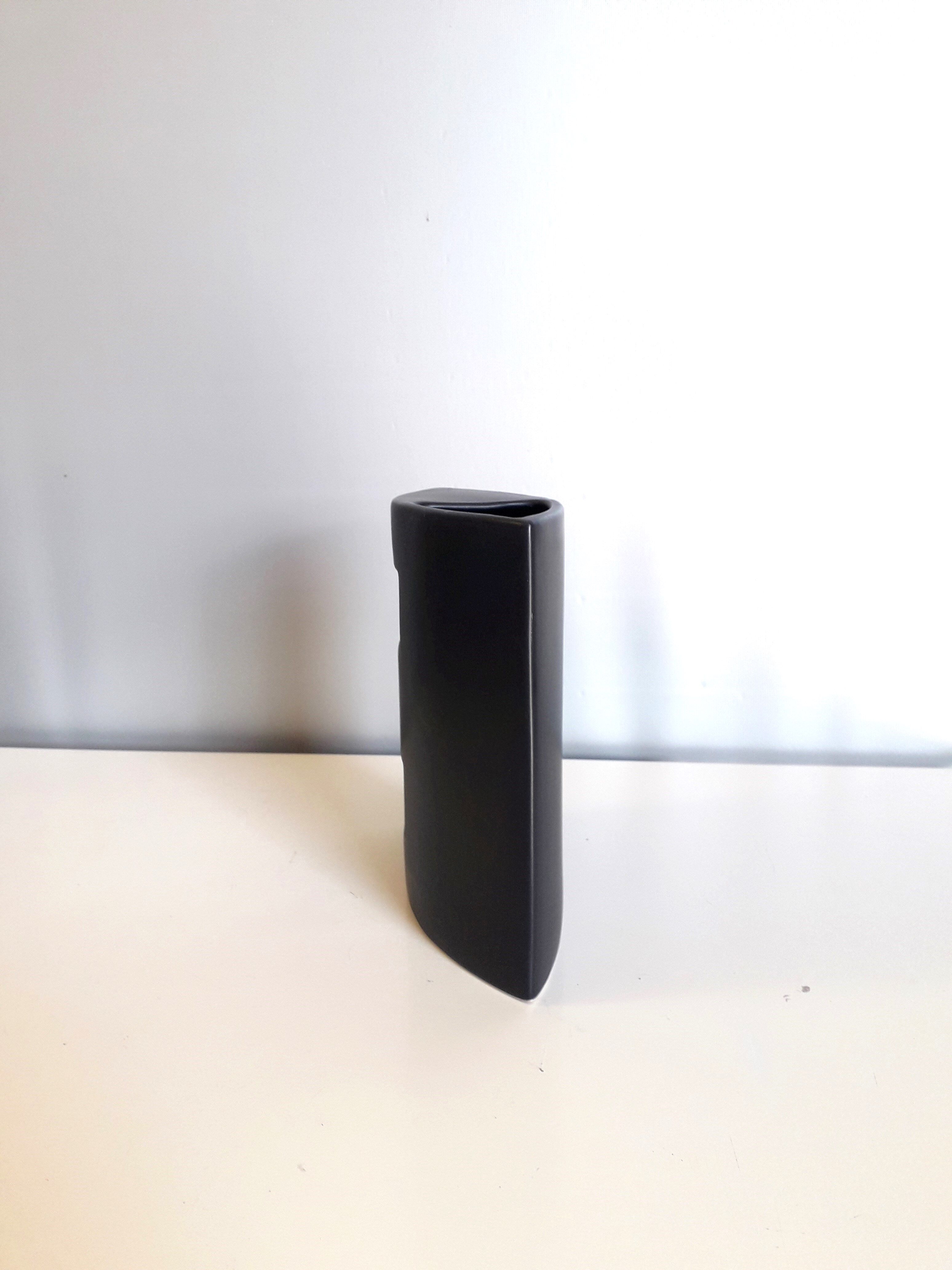 Black ceramic modernist vase - 1980