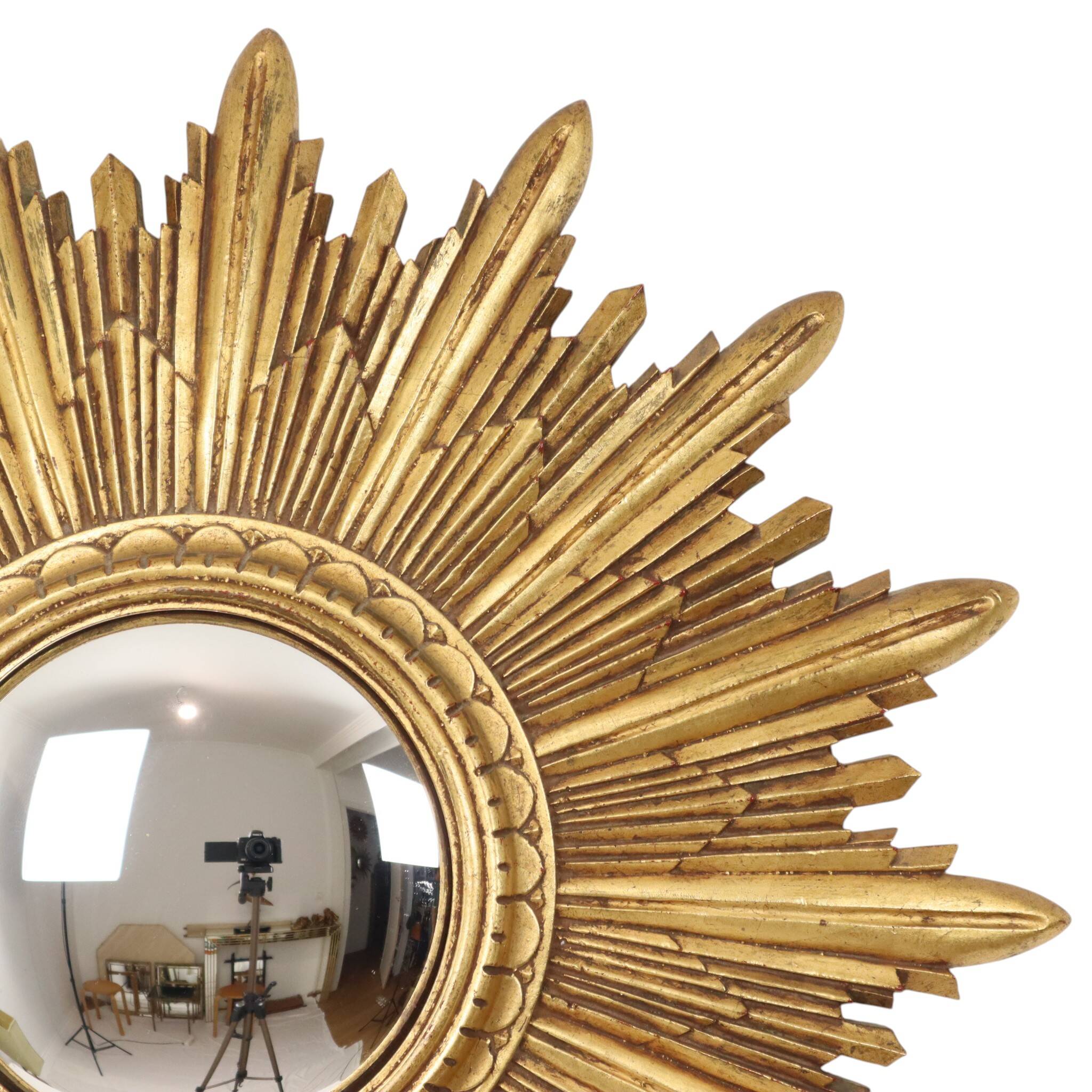 Gold Leaf Sunburst Mirror (Resin, 56cm)