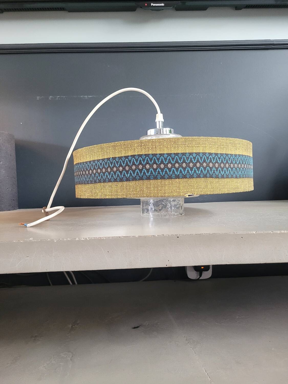 Vintage molded glass globe pendant light and shade