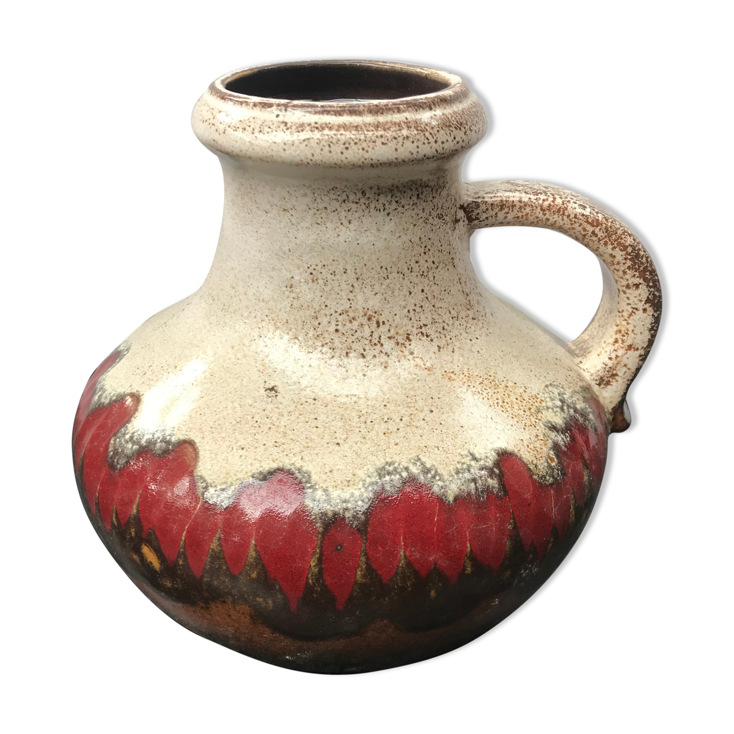 Former Pitcher SCHEVRICH Ceramics GERMANY Beige Brown Red Vintage