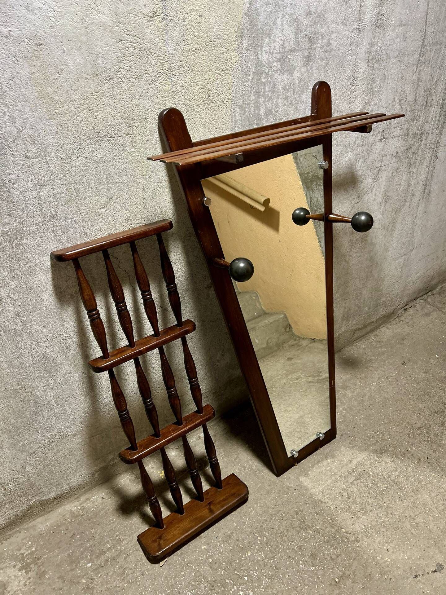 Mid Century mirror coat rack