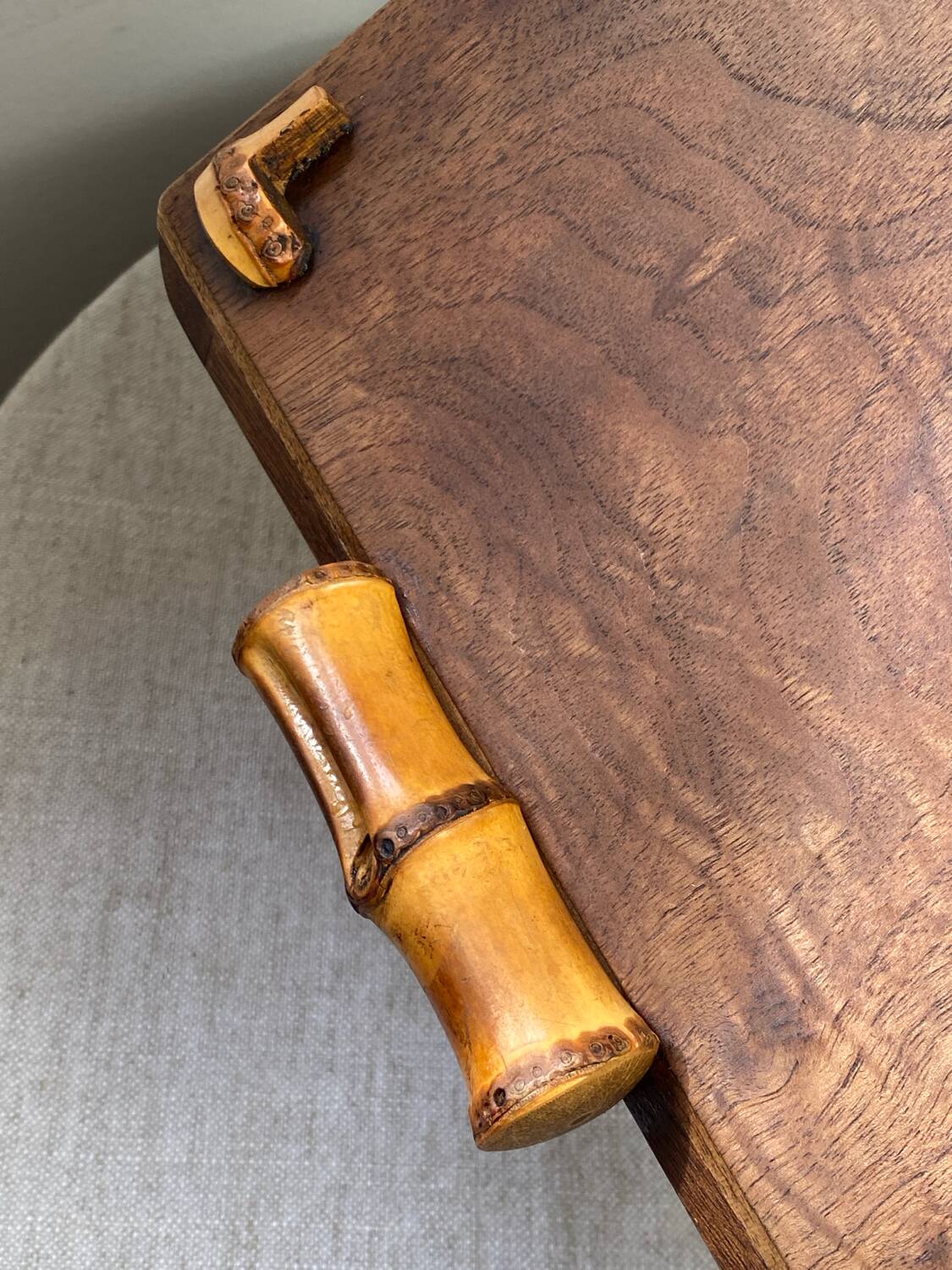 Wood and glass bamboo plateau