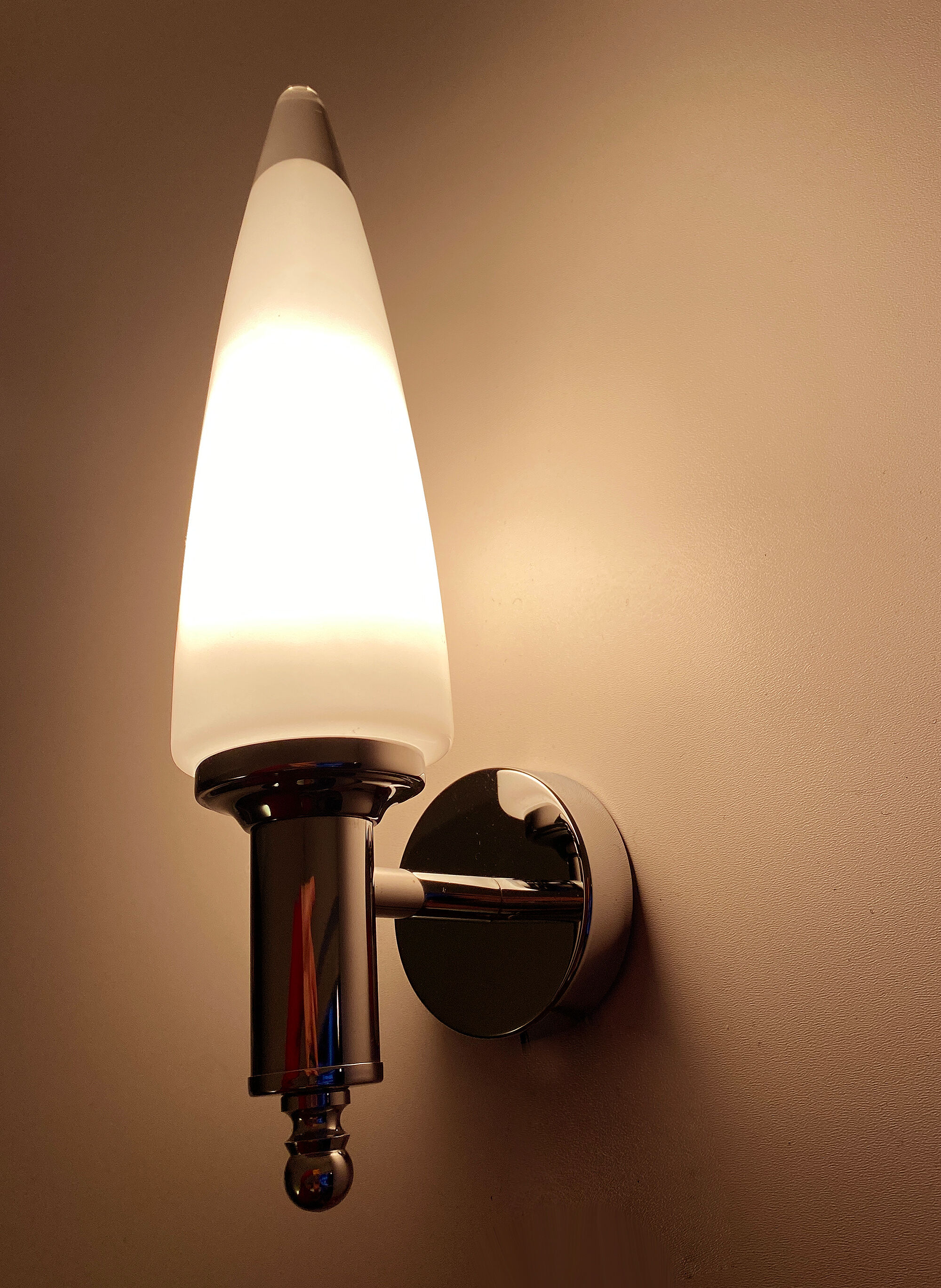 Pair Vintage Wall Lamps, Murano Glass Chrome, 70 Years