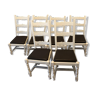 Lot de 6 chaises massives assisses en Skaï marron