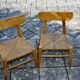 pair of vintage straw children's chairs 1950