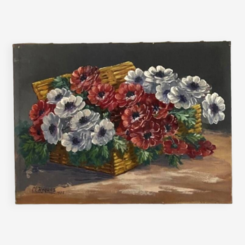 Painting the basket of anemones, 1950s